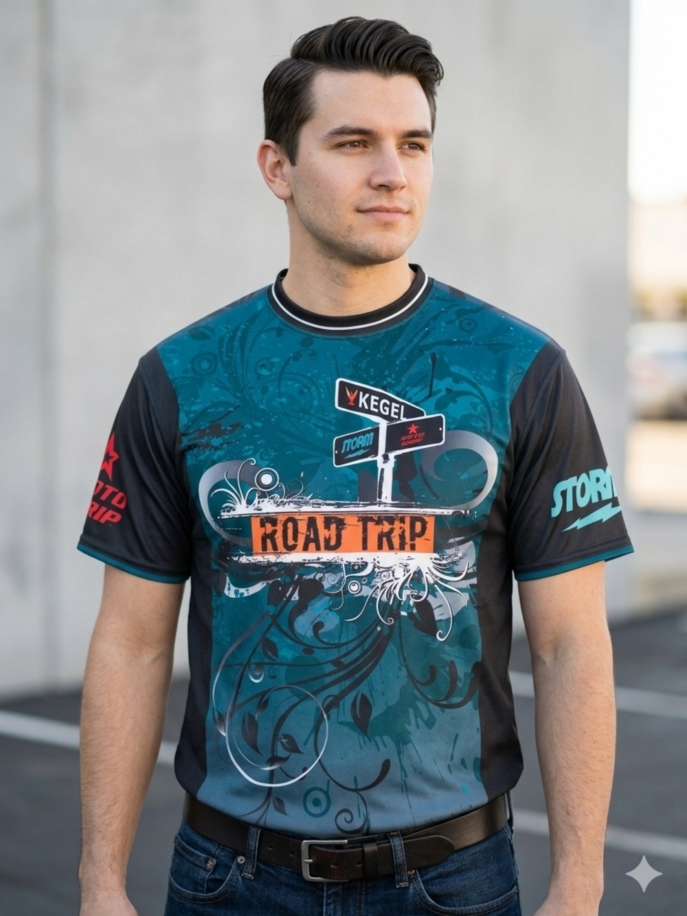 Kegel Storm Roto Grip Bowling Jersey Road Trip Graphic Performance Shirt L